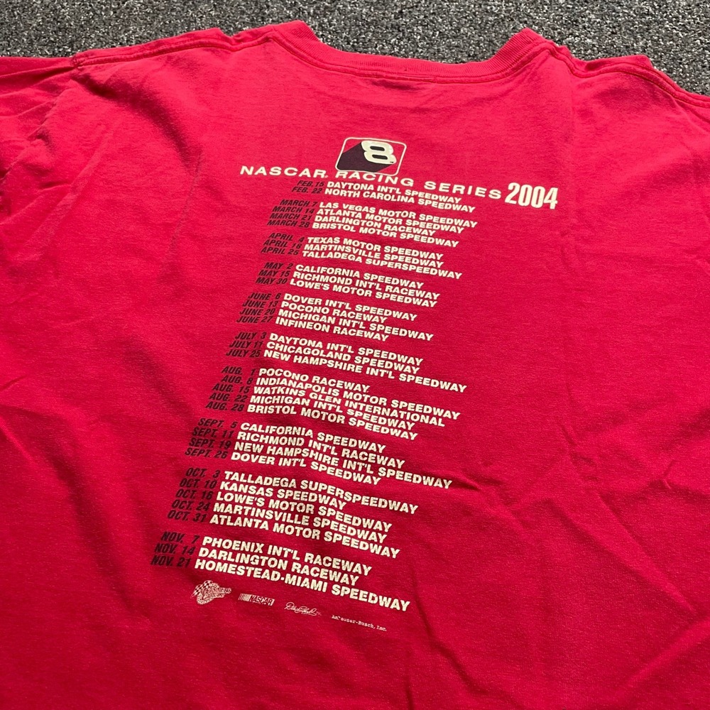 Vintage Dale Earnhardt Jr Winners Circle NASCAR 2004 Schedule Red T-Shirt 2XL - Picture 3 of 9